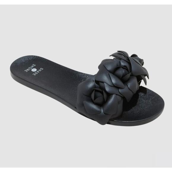 Shade & Shore Sandals Womens Size 6 Black Mallory Jelly Slides Beach Pool NEW - Picture 1 of 6